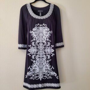 INC Boho mini dress - Black with embroidered accents